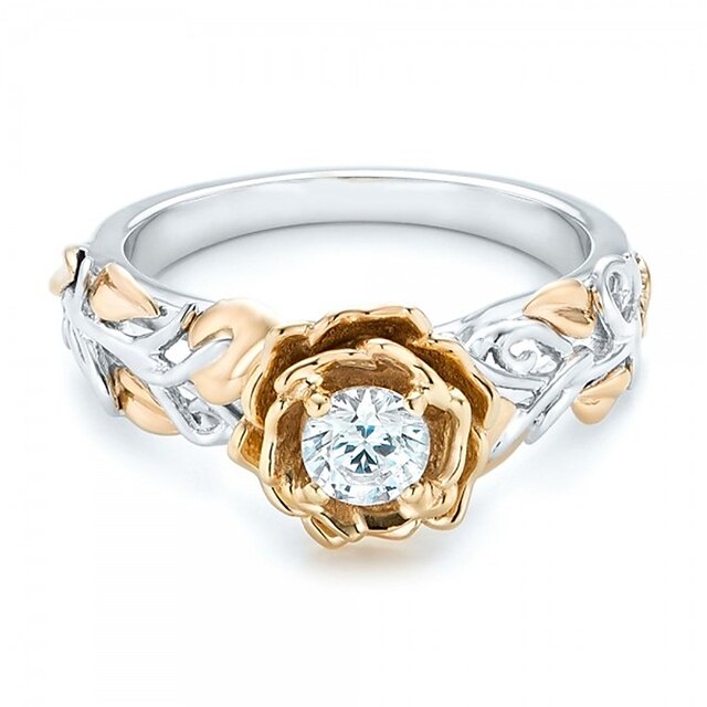  Anneau Alliance Bague Diamant Géométrique Dorée Zircon Argent dames basique Mode 1 pc 6 7 8 9 10 / Femme