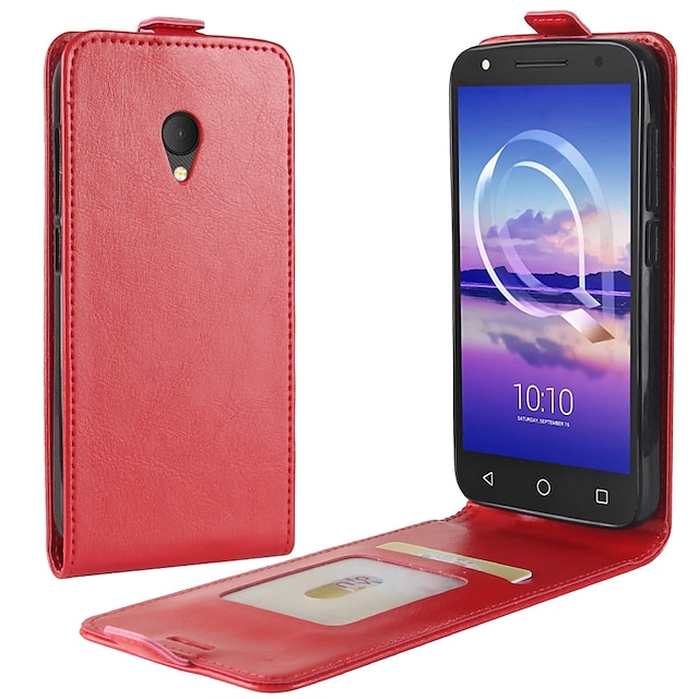  Case For Alcatel Alcatel U5 HD / Alcatel U5 3G / Alcatel U5 4G Card Holder / Flip Full Body Cases Solid Colored Hard PU Leather