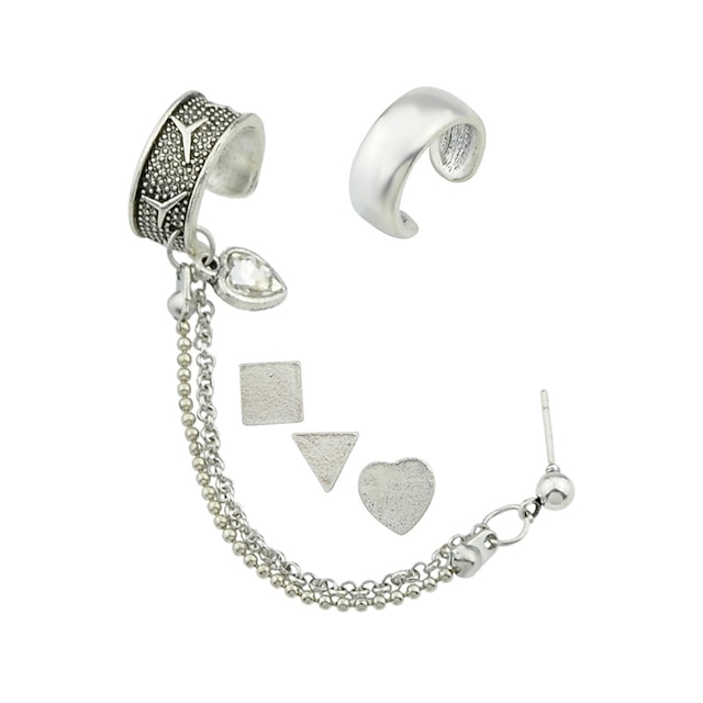  Női Beszúrós fülbevalók Klipszes fülbevalók Fül Mandzsetta Szív hölgyek Alap Szikla Fülbevaló Ékszerek Ezüst Kompatibilitás Napi Randi