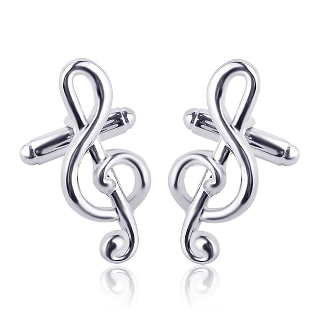  Cufflinks Music Notes Formal Fashion Elegant Alloy Brooch Jewelry Silver For Wedding Evening Party