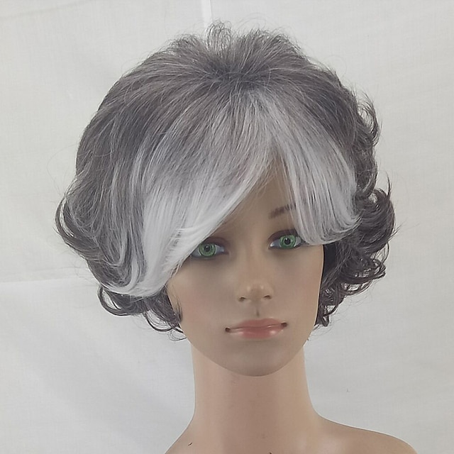  Synthetic Wig Curly Curly Layered Haircut Wig Short Grey Synthetic Hair Ombre Hair Gray hairjoy