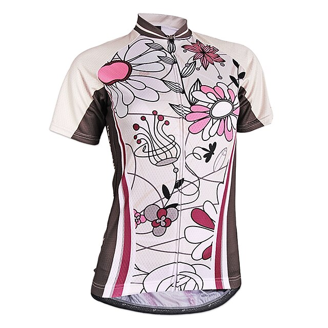  Nuckily Women's Short Sleeves Cycling Jersey - Light Grey Bike Jersey, Ultraviolet Resistant, Breathable, Sweat-wicking, Reflective Strips