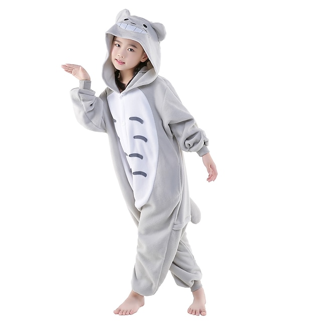 Toys & Hobbies Cosplay & Costumes | Kids Kigurumi Pajamas Anime Totoro Onesie Pajamas Polar Fleece Gray Cosplay For Boys and Gir