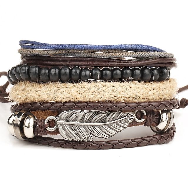 Per uomo 1 pc Gemelli Bracciali in pelle Braccialetti di filo di memoria Regalo Giornaliero Classico Retrò Punk Classico Nero e argento Rosso / Arancione Marrone chiaro
