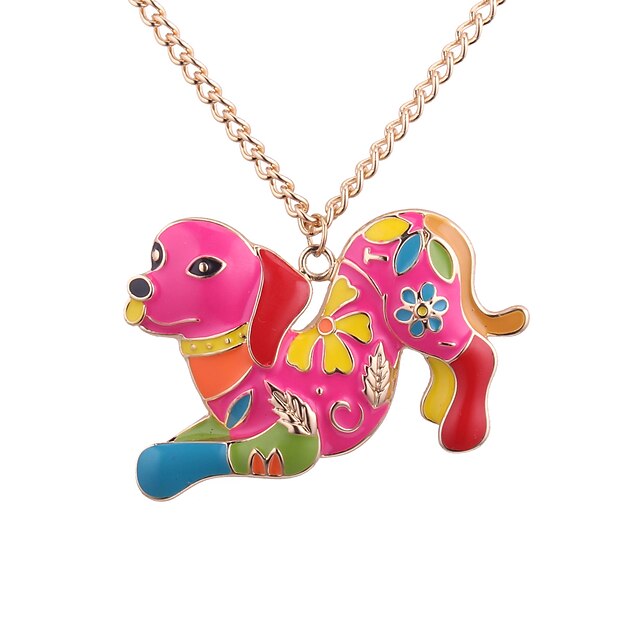  Collier Pendentif Femme Chiens dames Européen Ethnique Coloré Dorée Colliers Tendance Bijoux pour Quotidien