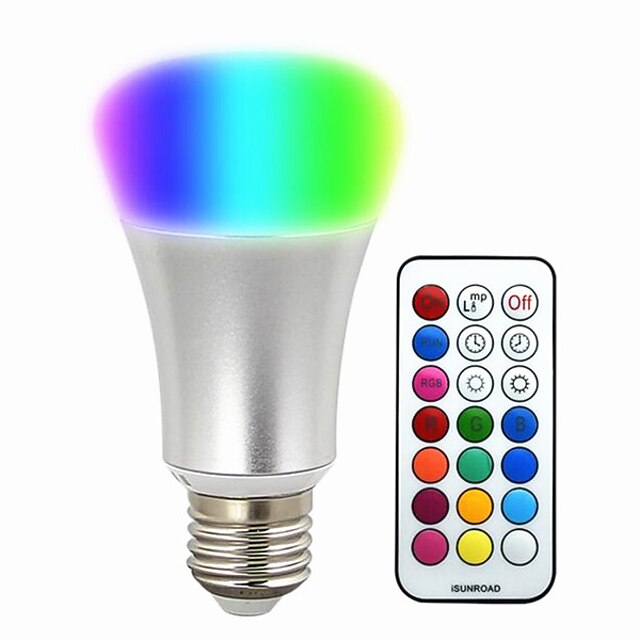  1pc 10 W Smart LED-lampe 580-700 lm E26 / E27 30 LED Perler SMD 5050 Tidstagning Dæmpbar Fjernstyret RGBW 85-265 V / 1 stk. / RoHs