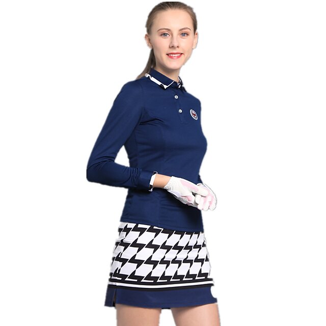  Mulheres Golfe Saias Camiseta Polo Blusas Conjuntos Respirável Secagem Rápida Vestível Desportos e Ar livre Outono Primavera Verão Vermelho Azul Marinho Escuro