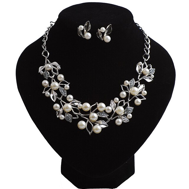  Jewelry Set For Women's Party Evening Party Imitation Pearl Alloy Floating Flower