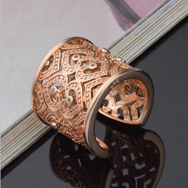  Band Ring Argintiu Auriu Plastic Ștras Inimă Iubire femei Lux Design Unic 1 buc O Mărime / Pentru femei / Inel de declarație / Deschideți inelul manșetei