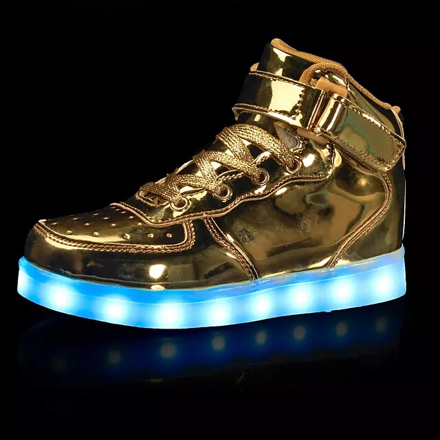  Men's Light Up Shoes Spring / Fall LED Casual Sneakers Tulle Slip Resistant Golden / White / Red / EU41