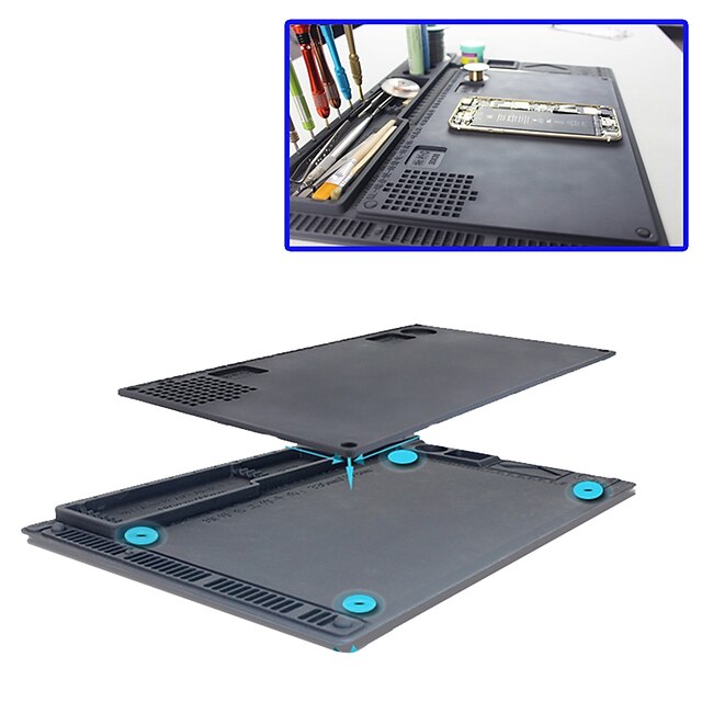  Anti-static Electronic Maintenance Platform Table Pad ESD Heat Insulation Silicone Mat For Phone BGA Soldering Repair Tools--Gray