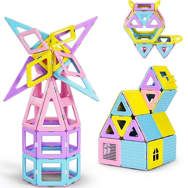  مكعبات مغناطيسية البلاط المغناطيسي أحجار البناء بناء الحواجز 52 pcs معمارية التحويلية التفاعل بين الوالدين والطفل ألعاب بناء للصبيان للفتيات ألعاب هدية / للأطفال