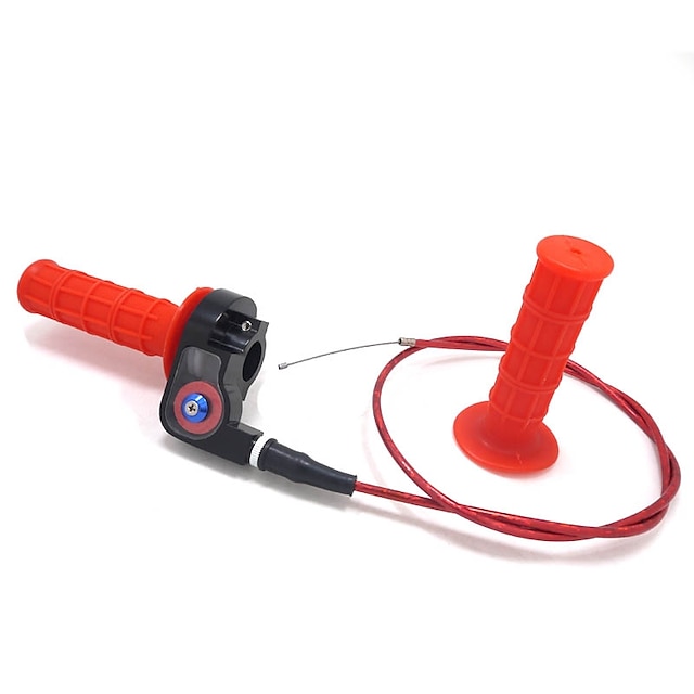  Motocross Motorcycle Handle Bar Grips Throttle Cable Control Clamp Set red 25mm cable 