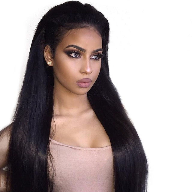  Remy Human Hair Glueless Lace Front Lace Front Wig Kardashian style Brazilian Hair Straight Wig 150% Density with Baby Hair Natural Hairline 100% Virgin Women's Short Medium Length Long Human Hair