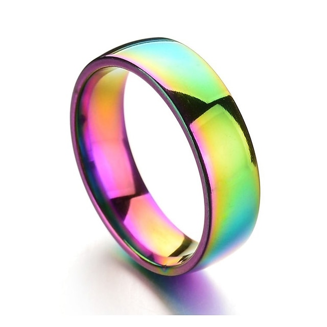  Band Ring For Men's Daily Formal Titanium Steel Steel Stainless Rainbow Mood