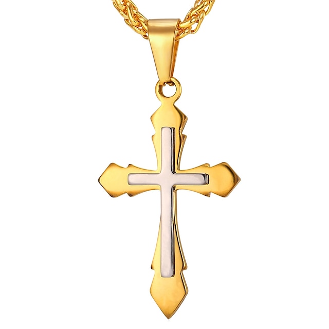  Herrn Pendant Halskette Kreuz Klassisch Edelstahl Gold Modische Halsketten Schmuck 1 Für Geschenk Alltag