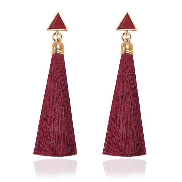  Women's Burgundy Drop Earrings Tassel Fringe Ladies Classic Tassel Fashion Earrings Jewelry Red / Royal Blue For Daily