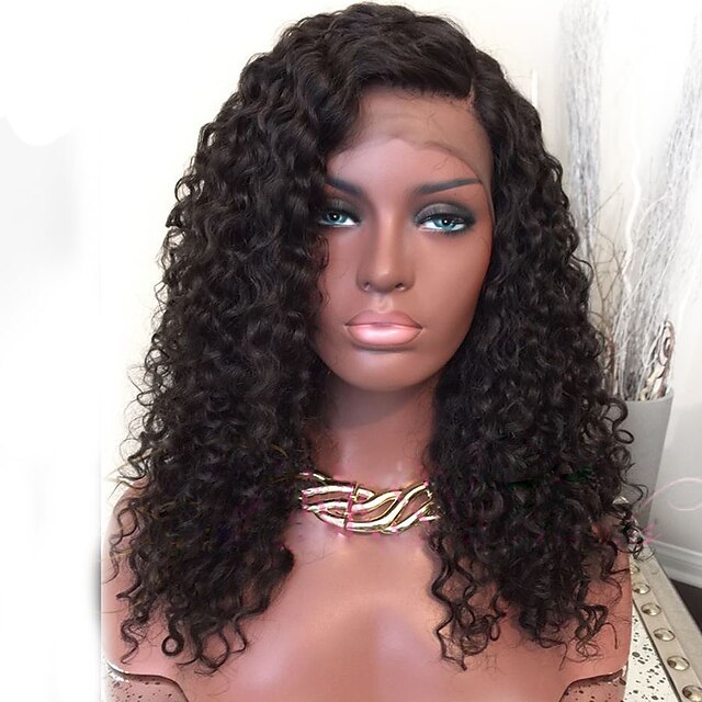  Human Hair Glueless Lace Front Lace Front Wig Side Part style Brazilian Hair Curly Water Wave Wig 150% Density with Baby Hair Natural Hairline African American Wig Pre-Plucked Bleached Knots Women's