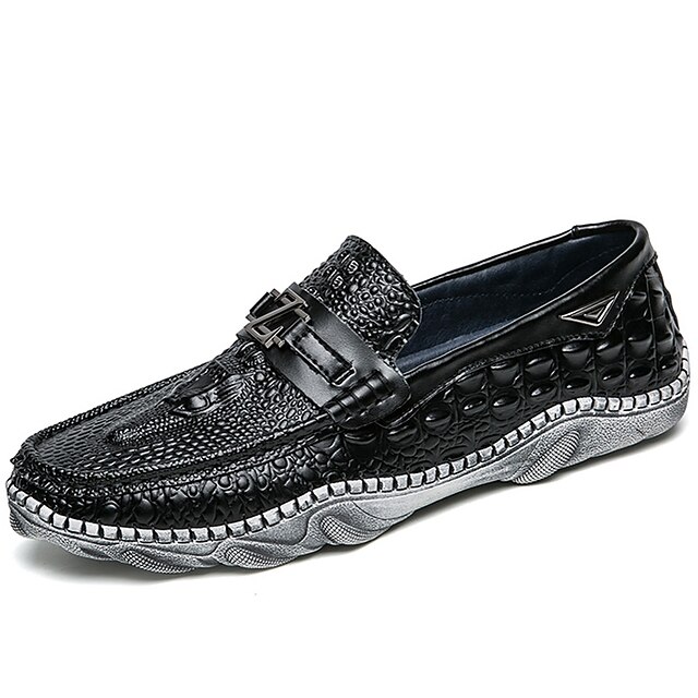  Men's Moccasin Nappa Leather Spring / Fall Loafers & Slip-Ons Black / White / Party & Evening / Party & Evening