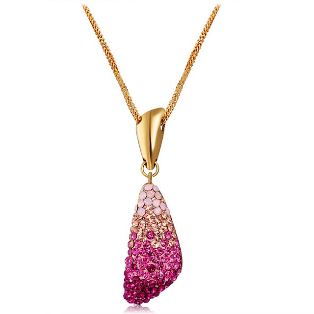  Women's Cubic Zirconia Pendant Necklace - Zircon, Gold Plated Lovely Pink Necklace Jewelry For Party, Prom