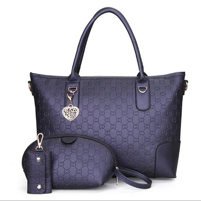  Women's Bags PU(Polyurethane) Bag Set 3 Pcs Purse Set Zipper Blushing Pink / Dark Gray / Dark Blue