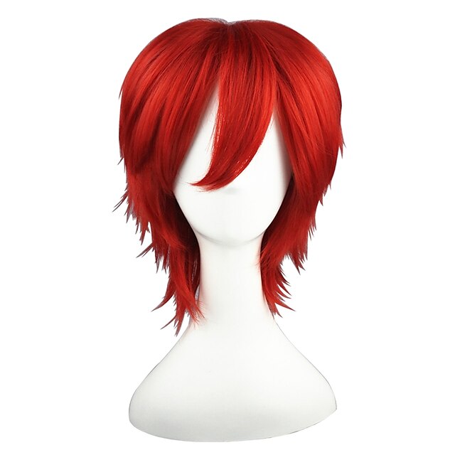  perruque synthétique droite perruque droite rouge cheveux synthétiques rouge