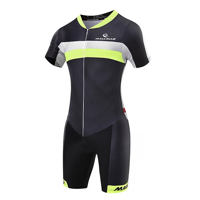  Malciklo Ανδρικά Κοντομάνικο Ολόσωμη στολή για τρίαθλο - Πράσινο / Μαύρο Γεωμτερικό / Βρετανικό Ποδήλατο Αναπνέει, Γρήγορο Στέγνωμα Coolmax®, Λίκρα Γεωμτερικό / Υψηλή Ελαστικότητα / Προηγμένο