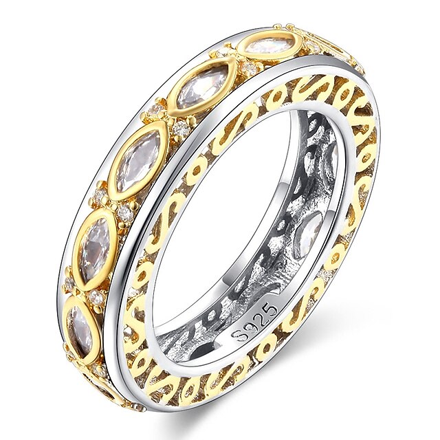 Women's Band Ring Diamond Cubic Zirconia Gold Gold Plated Titanium Circle Elegant Vintage Wedding Evening Party Jewelry Flower