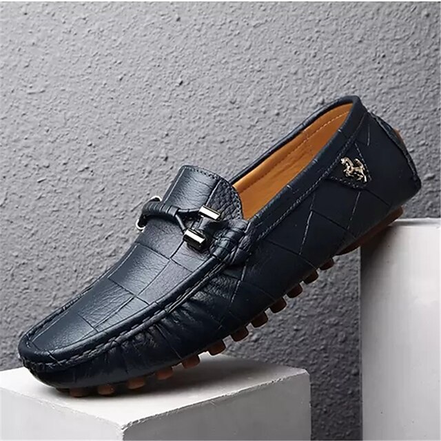  Men's Moccasin Pigskin Spring / Fall Loafers & Slip-Ons Walking Shoes Navy Blue / Orange / Black / Tassel / Tassel / EU40