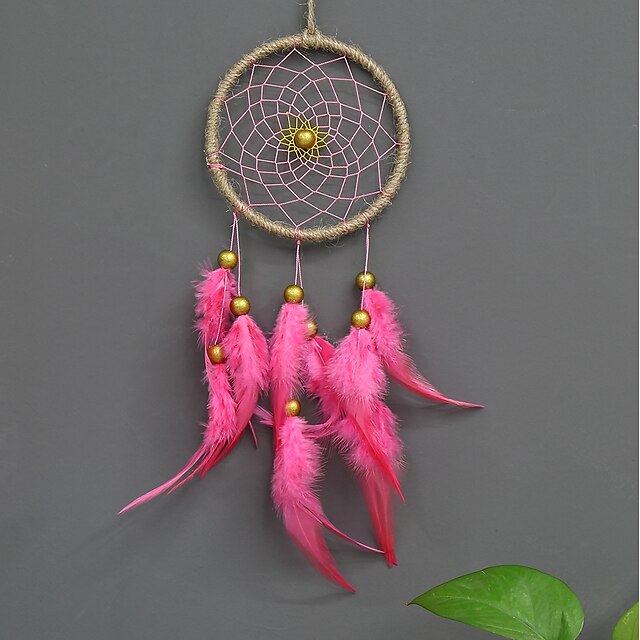  Boho Dream Catcher Handmade Gift Wall Hanging Decor Art Ornament Craft Feather Bead for Kids Bedroom Wedding Festival 40*11cm