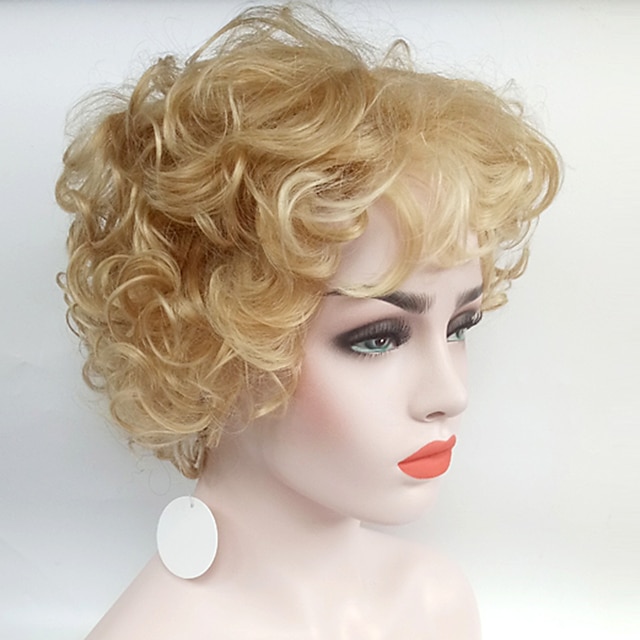 Roaring 20s Wig Synthetic Wig Curly Curly Wig Short Blonde Synthetic Hair Women‘s Blonde 