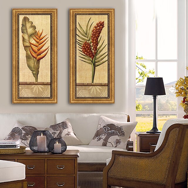  Framed Canvas Framed Set - Botanical Floral / Botanical Plastic Illustration Wall Art