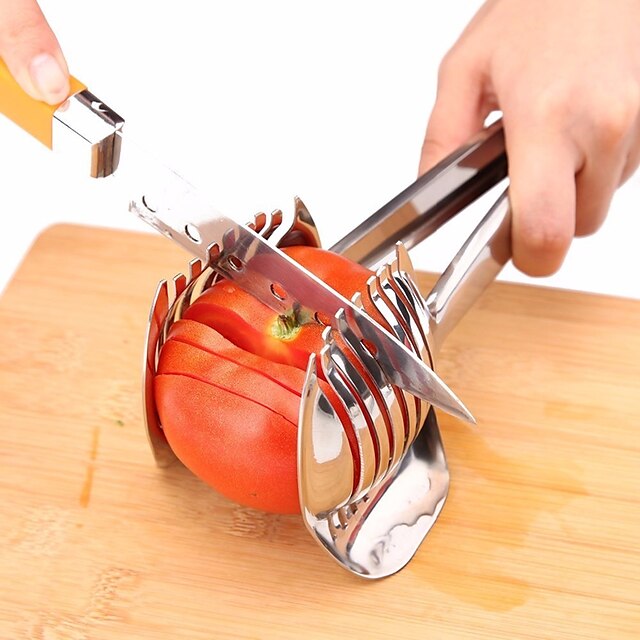  Stainless Steel Tomato Slicer Onion Lime Holder Fruit Cutter Potato Lemon Shreader Cut