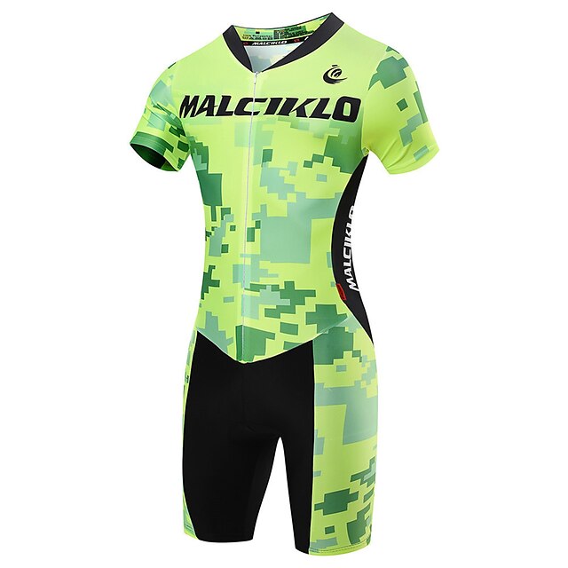  Malciklo Hombre Manga Corta Traje de triatlón Amarillo Rojo Verde claro Británico Bicicleta Transpirable Secado rápido Deportes Geométrico triatlón Ropa / Alta elasticidad / Ropa Deportiva / Avanzado