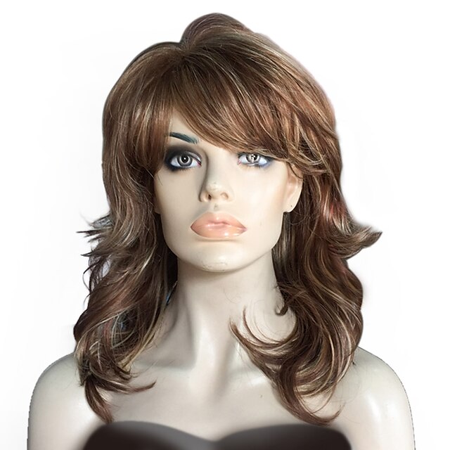  Human Hair Capless Wigs Human Hair Natural Wave Layered Haircut / Short Hairstyles 2019 / With Bangs Halle Berry Hairstyles Side Part Ombre Medium Length Machine Made Wig Women's