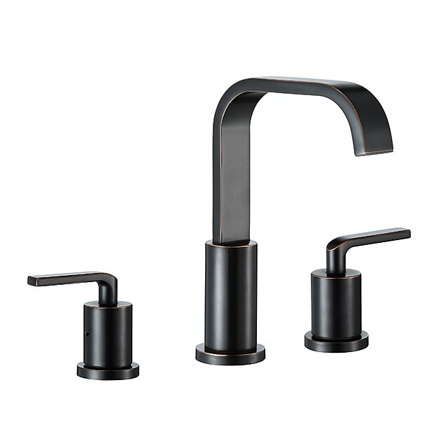  Baño grifo del fregadero - Separado Bronce Aceitado Muy Difundido Dos asas de tres agujerosBath Taps / CUPC