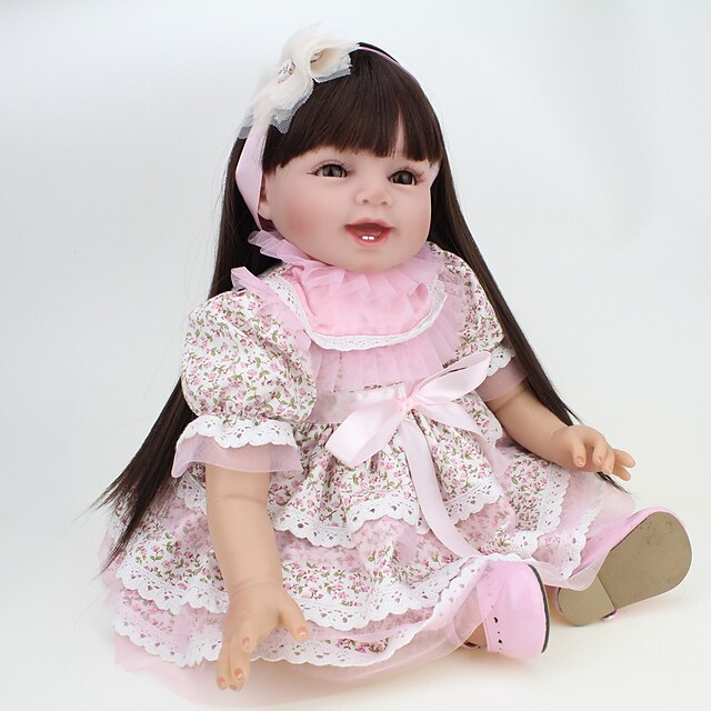  NPK DOLL 22 polegada Bonecas Reborn Boneca menina Bebês Meninas Boneca Reborn realista Fofinho Á Mão Segura Para Crianças Non Toxic Tecido 3/4 membros de silicone e corpo cheio de algodão 55cm com