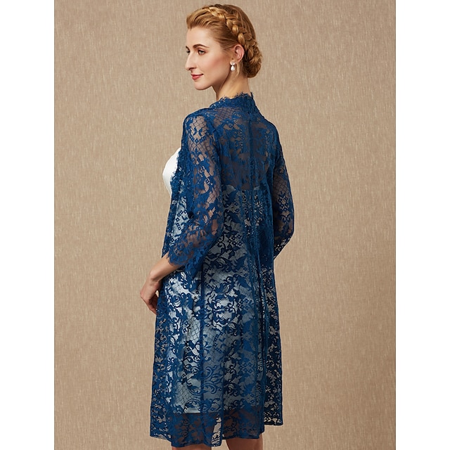  3/4 Length Sleeve Coats / Jackets Lace Fall Wedding / Party / Evening Women‘s Wedding Guest Wraps With Lace