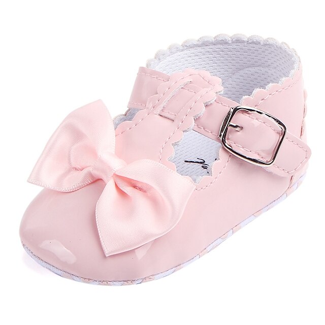  Girls' Flats Comfort First Walkers Crib Shoes Leatherette White Shoes Toddler(9m-4ys) Casual Outdoor Bowknot Magic Tape Yellow Red Dusty Rose Spring