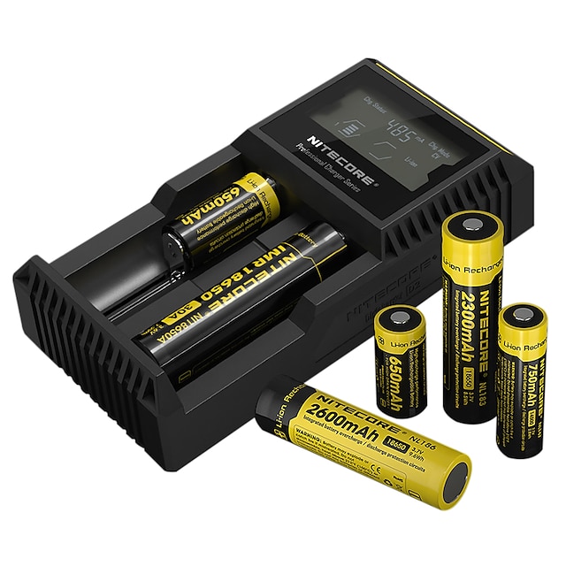  Nitecore UM20 Akku-Ladegerät 5 V für Li-Ionen Smart USB LCD Kurzschlusserkennung Geschützter Schaltkreis 18650,18490,18350,17670,17500,16340(RCR123), 14500,10440 Camping & Wandern / Angeln