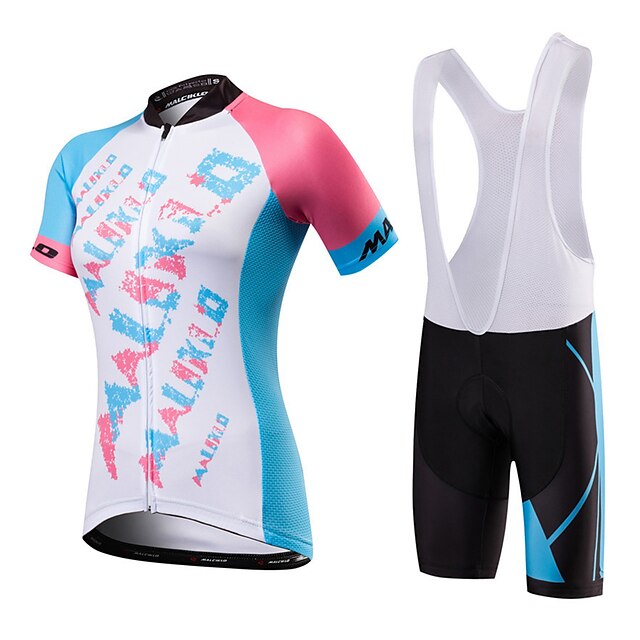  Malciklo Mulheres Manga Curta Camisa com Bermuda Bretelle Verão Elastano Azul e preto Azul Céu Botânico floral Engraçado Tamanho Grande Moto Design Anatômico Secagem Rápida Antibacteriano Esportes