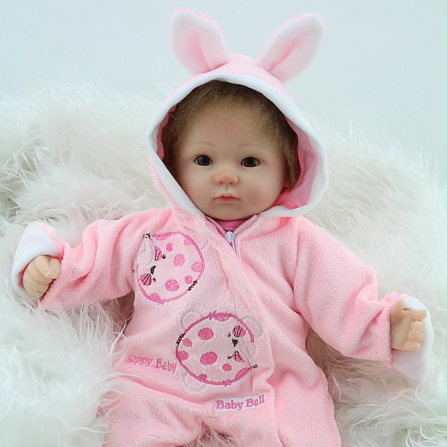  NPKCOLLECTION 18 inch Reborn Doll Baby Girl lifelike Cute Hand Made Child Safe Non Toxic Cloth 3/4 Silicone Limbs and Cotton Filled Body 45cm with Clothes and Accessories for Girls' Birthday and