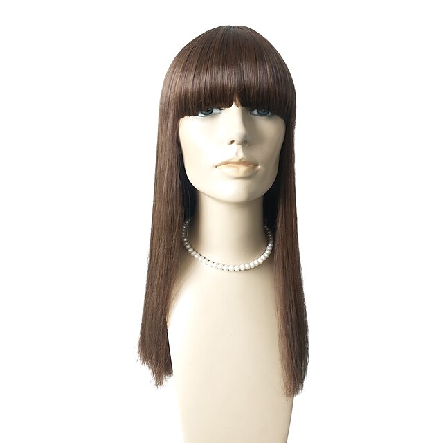  Synthetic Wig Straight Straight With Bangs Wig Black / Brown Synthetic Hair Natural Hairline Brown