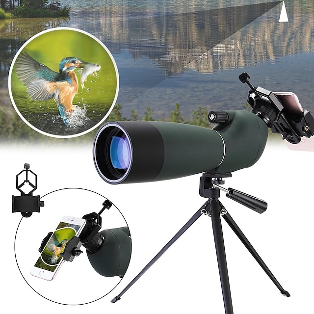  20-60 X 60 mm Monocular Spotting Scope Porro Zoomable Night Vision in Low Light High Definition Compact 150/1000 m Fully Multi-coated BAK4 Camping / Hiking Hunting Fishing Rubber silicon Waterproof
