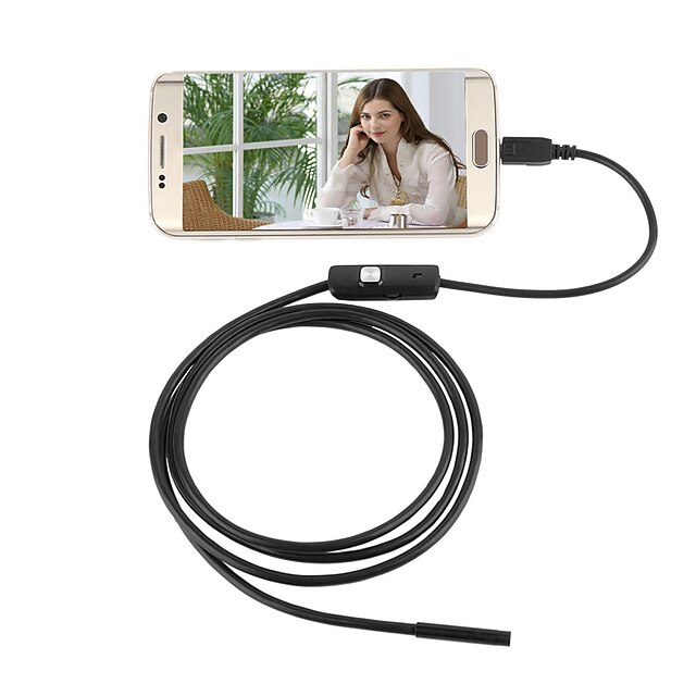  2in1 Android&PC 7.0mm Lens HD Endoscope 6 LED IP67 Waterproof Inspection Borescope 2m Long Hard Wire