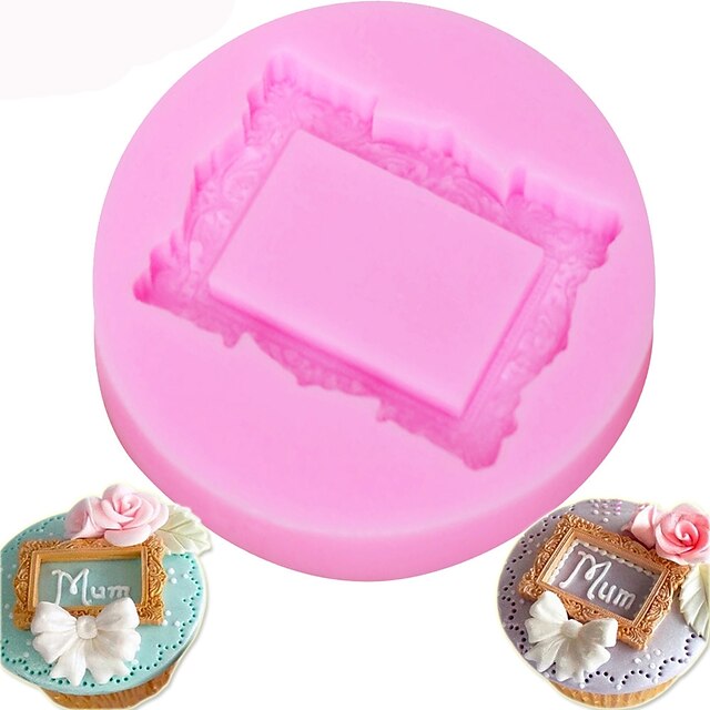  Silicone Cake Mold Flower Ring Frame Mirror Fondant Soap Mould Cake Decorating Tools