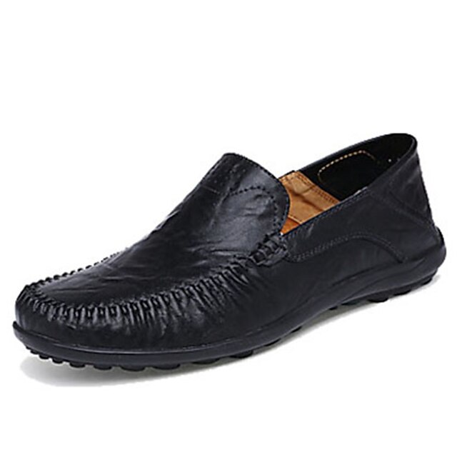  Men's Comfort Loafers Cowhide Spring / Summer / Fall Comfort Loafers & Slip-Ons Walking Shoes Breathability Black / Yellow / Brown