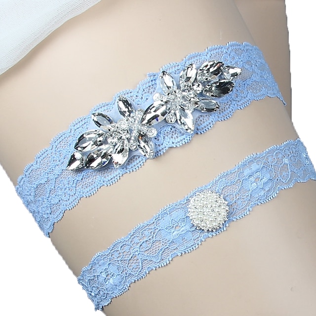  Renda Casamento Wedding Garter Com Pedrarias / Arco de Cetim Balão / Ligas / Decoração de Casamento Original Casamento / Festa de Casamento