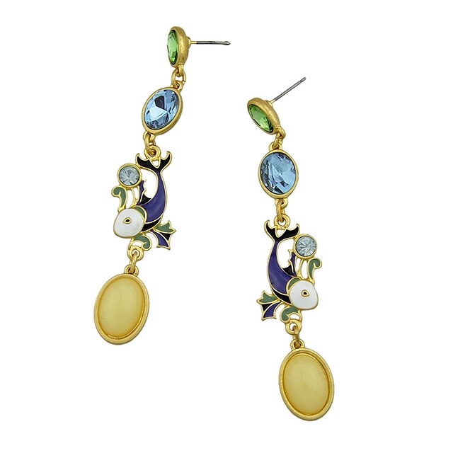  Women's Drop Earrings Long Fish Ladies Imitation Tourmaline Earrings Jewelry Gold For Daily Date