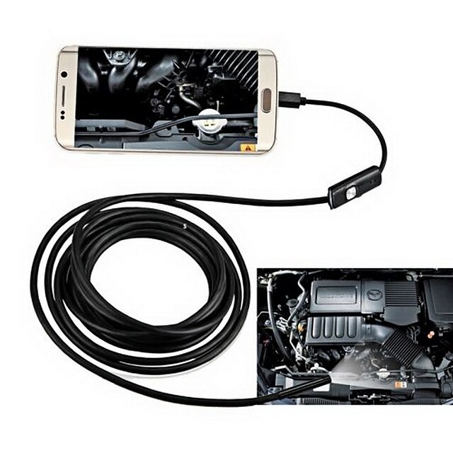  2in1 android&Pc 8.0mm lente endoscope HD 2.0 mega pixels 6 led ip67 impermeabilizável inspeção borescope 2m long cabo flexível